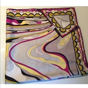 EMILIO PUCCI GRAY MULTI SILK SQUARE SCARF NWOTS!